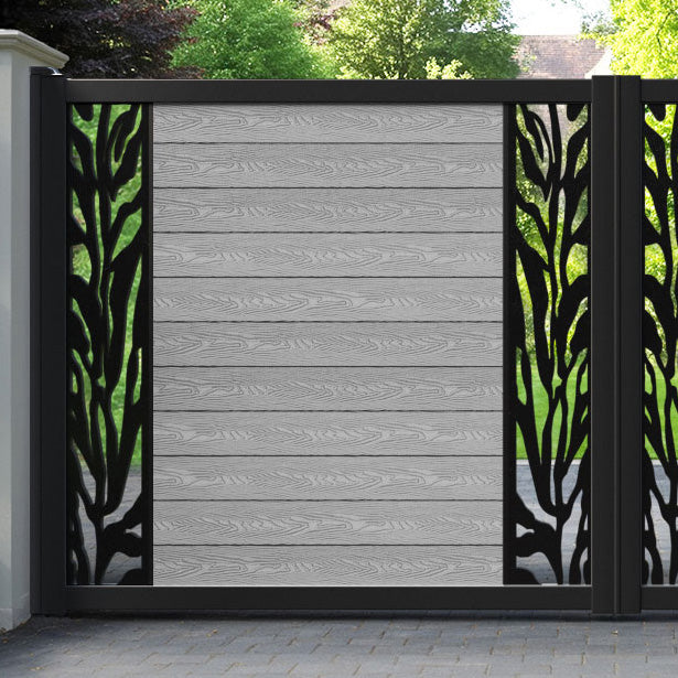 Classic Malawi Straight Top Driveway Gate - Light Grey - Middle & End Screen