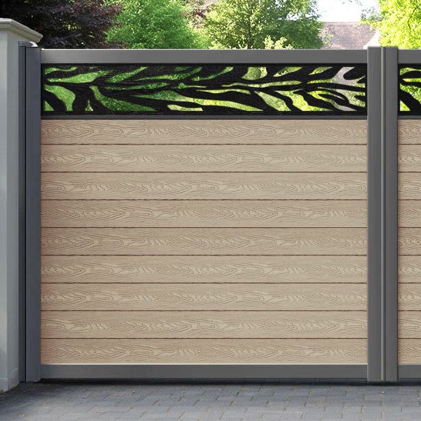 Classic Malawi Straight Top Driveway Gate - Light Oak - Top Screen