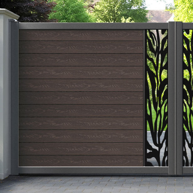 Classic Malawi Straight Top Driveway Gate - Mid Brown - Middle Screen