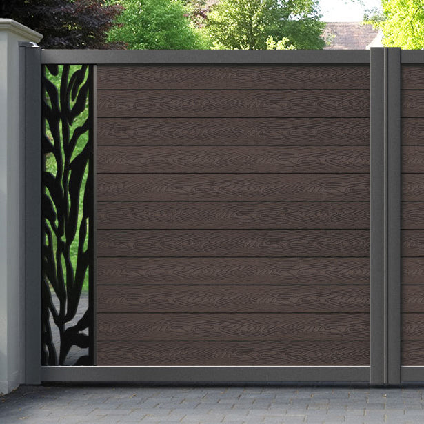 Classic Malawi Straight Top Driveway Gate - Mid Brown - End Screen
