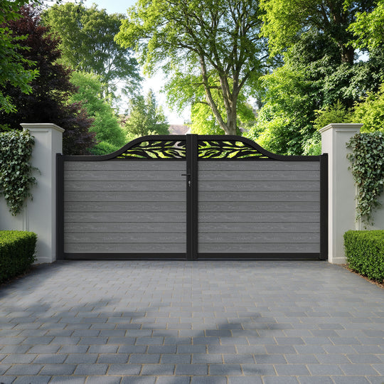 Classic Malawi Curved Top Driveway Gate - Mid Grey - Top Screen