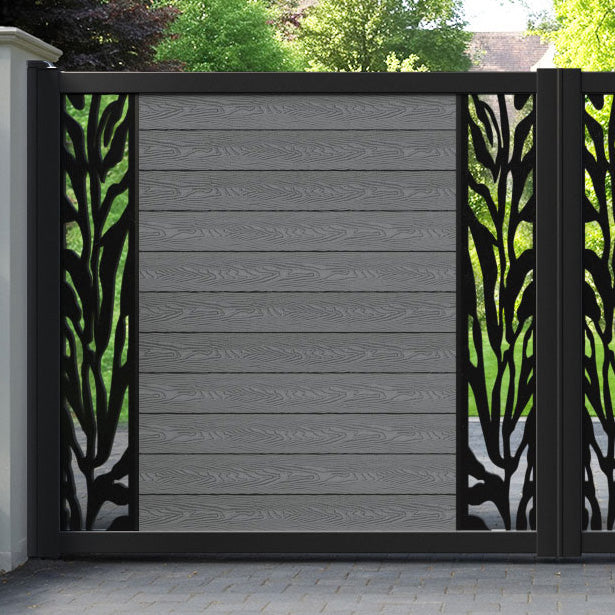 Classic Malawi Straight Top Driveway Gate - Mid Grey - Middle & End Screen