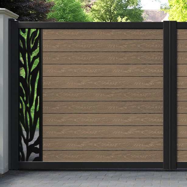 Classic Malawi Straight Top Driveway Gate - Teak - End Screen