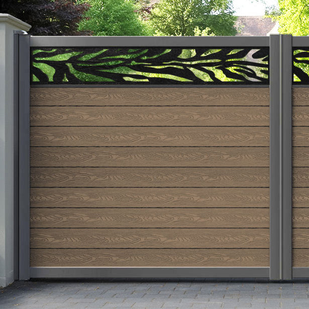 Classic Malawi Straight Top Driveway Gate - Teak - Top Screen