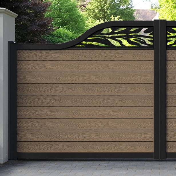 Classic Malawi Curved Top Driveway Gate - Teak - Top Screen