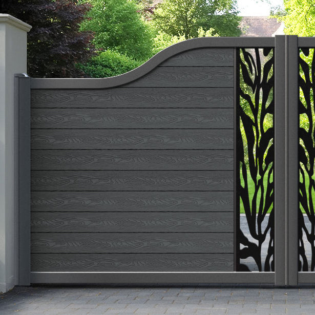 Classic Malawi Curved Top Driveway Gate - Dark Grey - Middle Screen