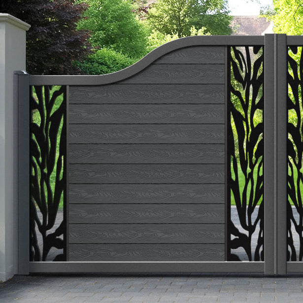 Classic Malawi Curved Top Driveway Gate - Dark Grey - Middle & End Screen