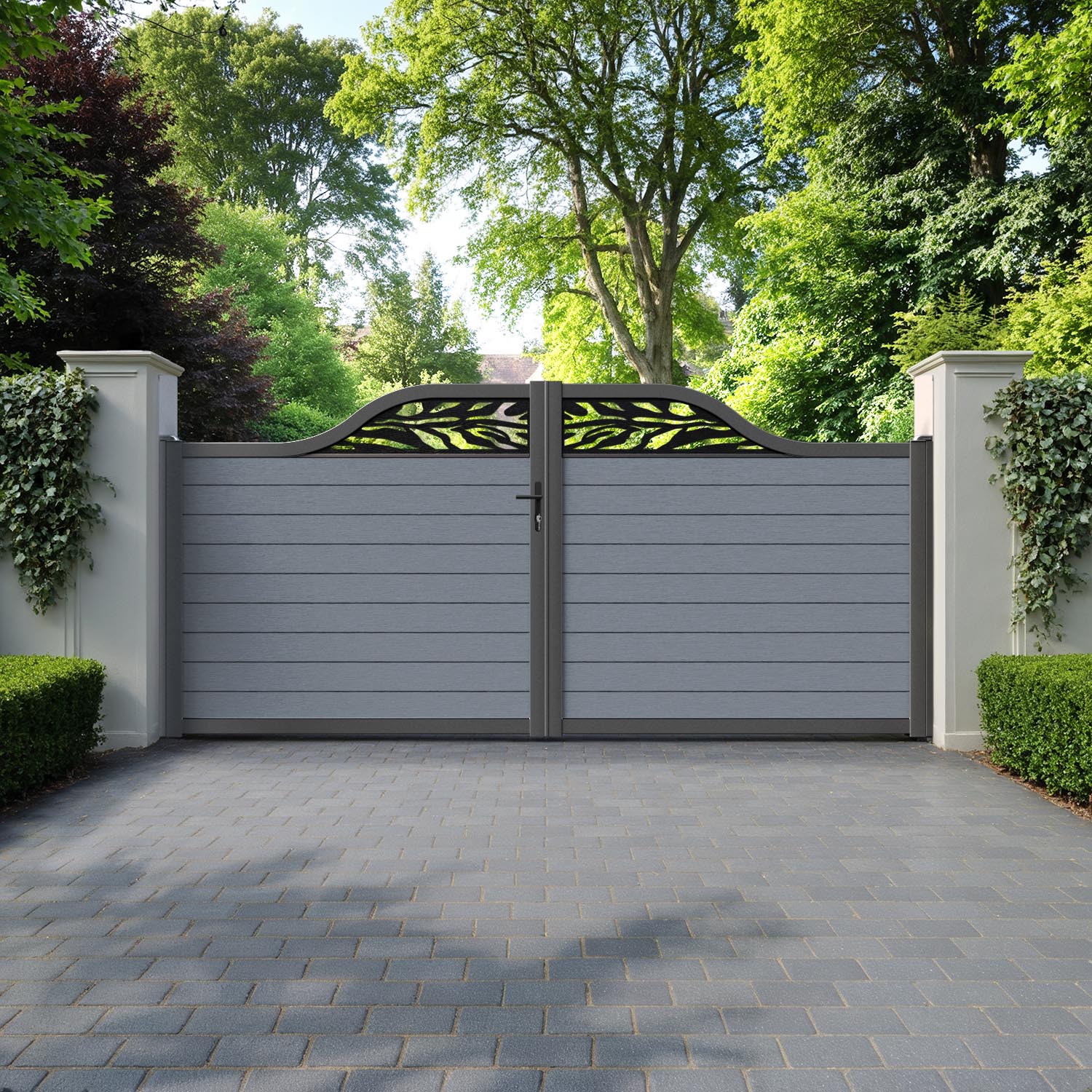 Fusion Malawi Curved Top Driveway Gate - Anthracite - Top Screen
