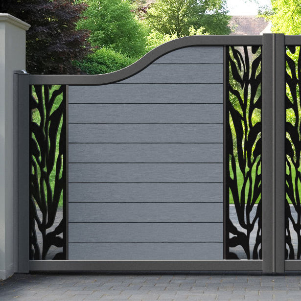 Fusion Malawi Curved Top Driveway Gate - Anthracite - Middle & End Screen