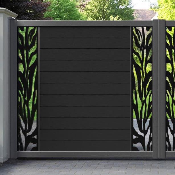 Fusion Malawi Straight Top Driveway Gate - Black - Middle & End Screen