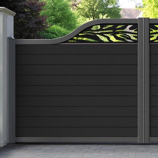 Fusion Malawi Curved Top Driveway Gate - Black - Top Screen