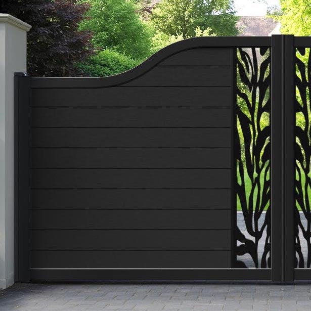 Fusion Malawi Curved Top Driveway Gate - Black - Middle Screen