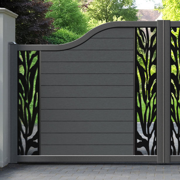 Fusion Malawi Curved Top Driveway Gate - Dark Grey - Middle & End Screen