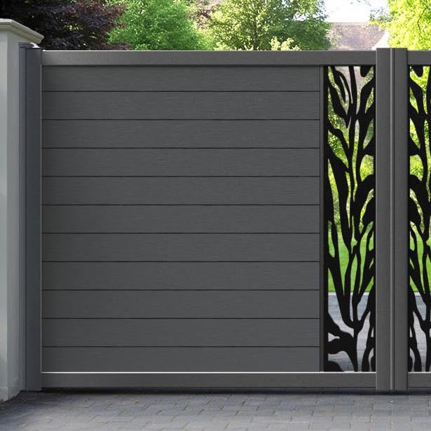 Fusion Malawi Straight Top Driveway Gate - Dark Grey - Middle Screen