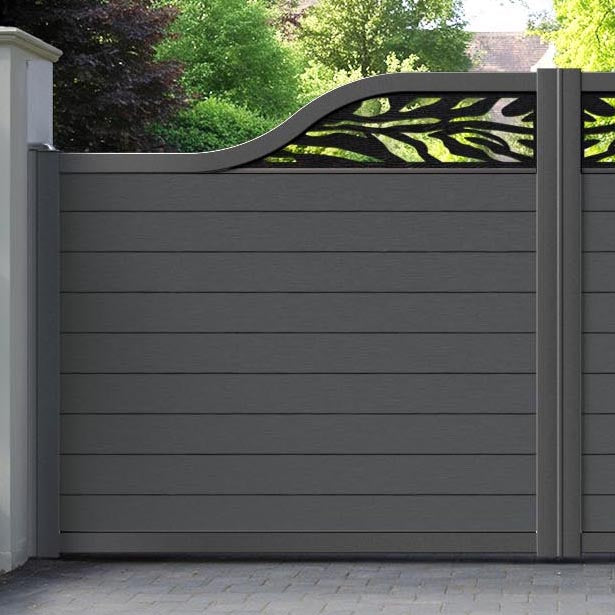 Fusion Malawi Curved Top Driveway Gate - Dark Grey - Top Screen