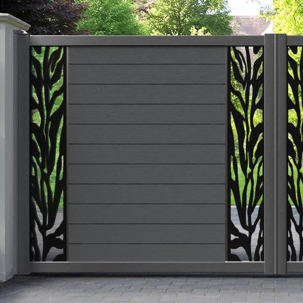Fusion Malawi Straight Top Driveway Gate - Dark Grey - Middle & End Screen