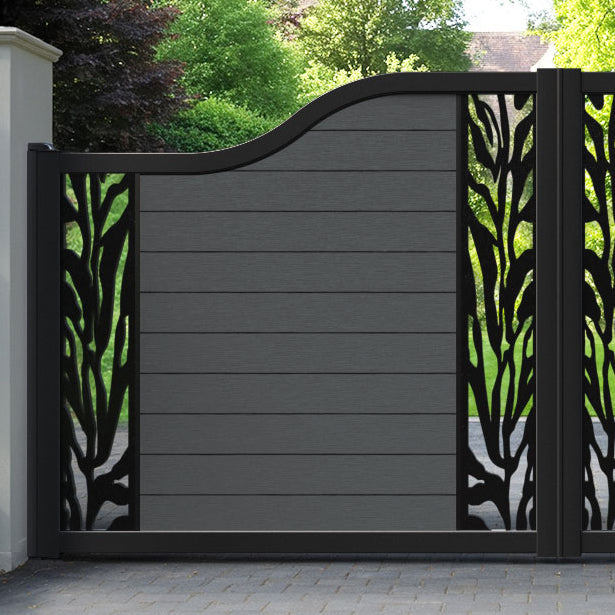 Fusion Malawi Curved Top Driveway Gate - Dark Grey - Middle & End Screen