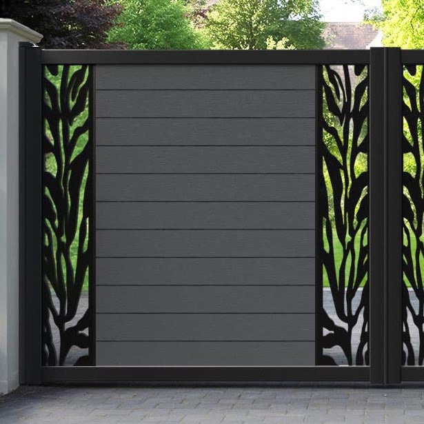 Fusion Malawi Straight Top Driveway Gate - Dark Grey - Middle & End Screen
