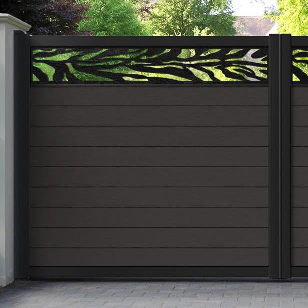 Fusion Malawi Straight Top Driveway Gate - Dark Oak - Top Screen