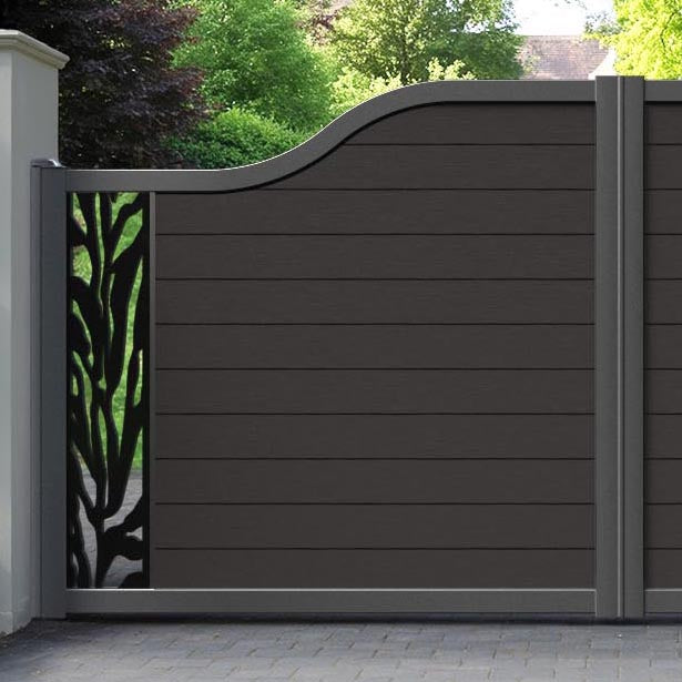 Fusion Malawi Curved Top Driveway Gate - Dark Oak - End Screen
