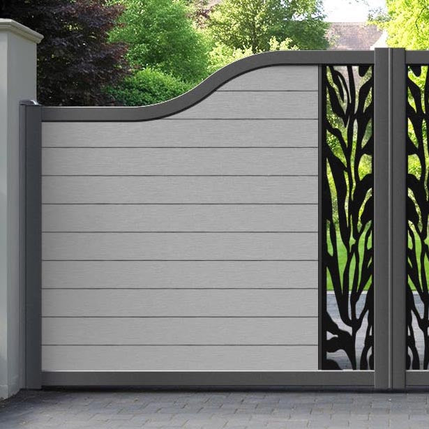 Fusion Malawi Curved Top Driveway Gate - Light Grey - Middle Screen