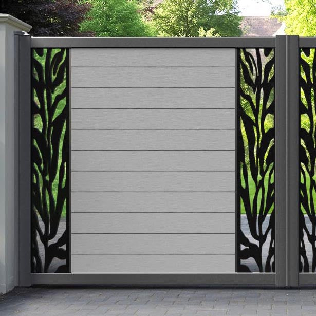 Fusion Malawi Straight Top Driveway Gate - Light Grey - Middle & End Screen