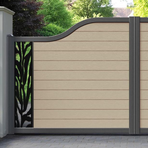 Fusion Malawi Curved Top Driveway Gate - Light Oak - End Screen