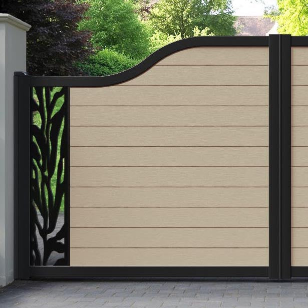 Fusion Malawi Curved Top Driveway Gate - Light Oak - End Screen