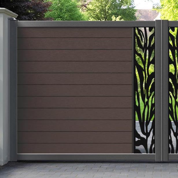 Fusion Malawi Straight Top Driveway Gate - Mid Brown - Middle Screen