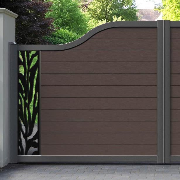 Fusion Malawi Curved Top Driveway Gate - Mid Brown - End Screen