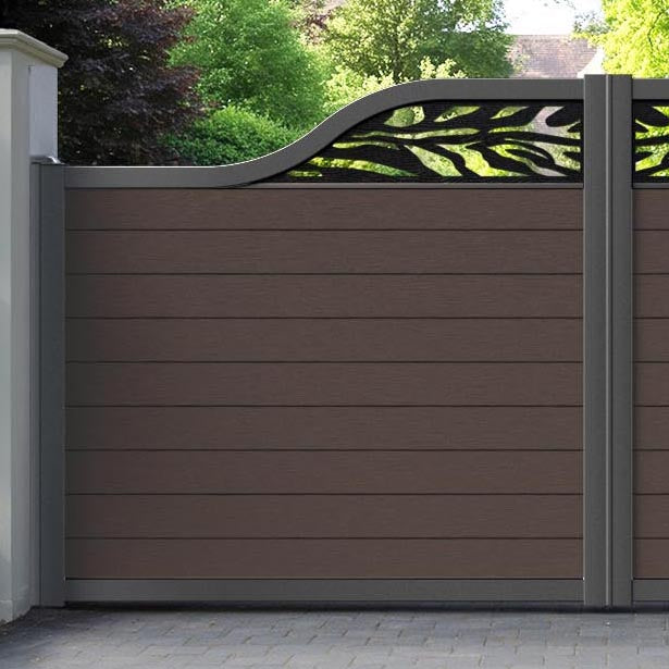 Fusion Malawi Curved Top Driveway Gate - Mid Brown - Top Screen