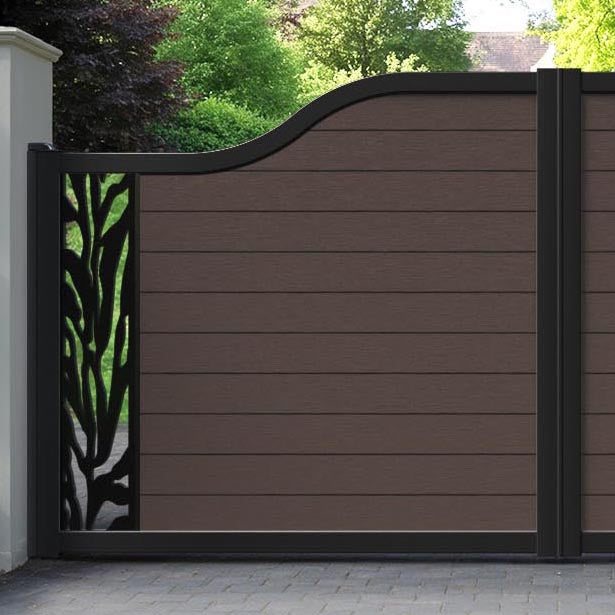 Fusion Malawi Curved Top Driveway Gate - Mid Brown - End Screen