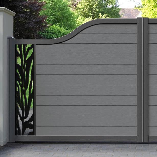 Fusion Malawi Curved Top Driveway Gate - Mid Grey - End Screen
