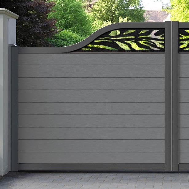 Fusion Malawi Curved Top Driveway Gate - Mid Grey - Top Screen