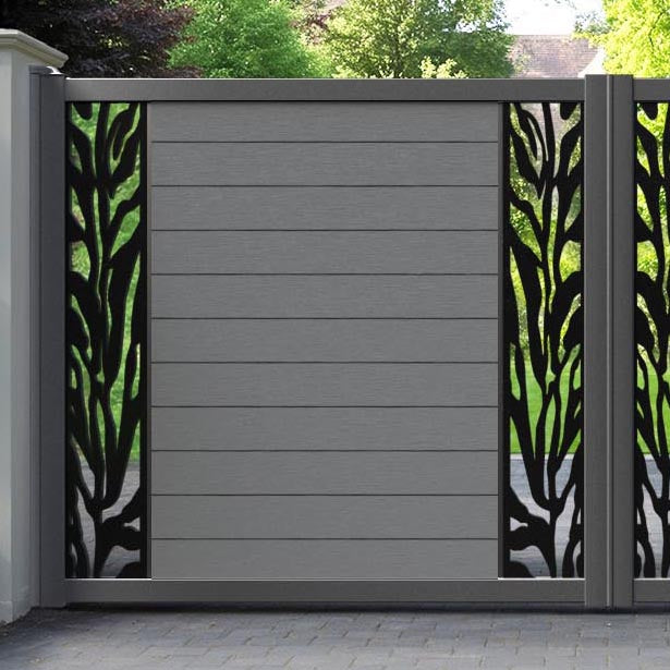 Fusion Malawi Straight Top Driveway Gate - Mid Grey - Middle & End Screen