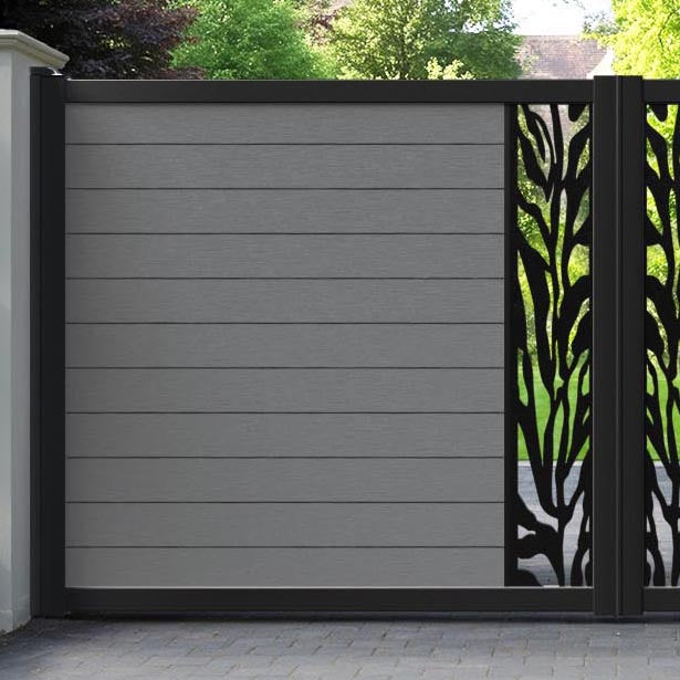 Fusion Malawi Straight Top Driveway Gate - Mid Grey - Middle Screen