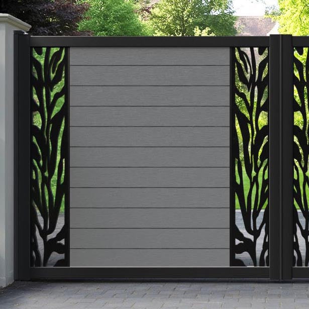 Fusion Malawi Straight Top Driveway Gate - Mid Grey - Middle & End Screen