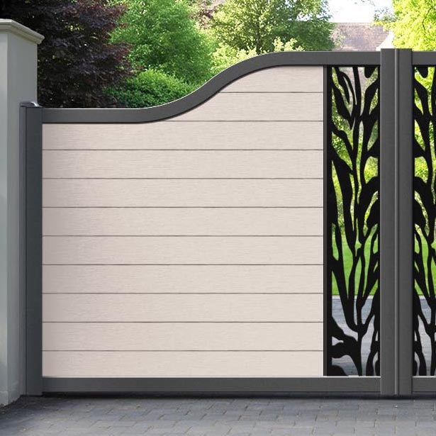 Fusion Malawi Curved Top Driveway Gate - Mid Stone - Middle Screen