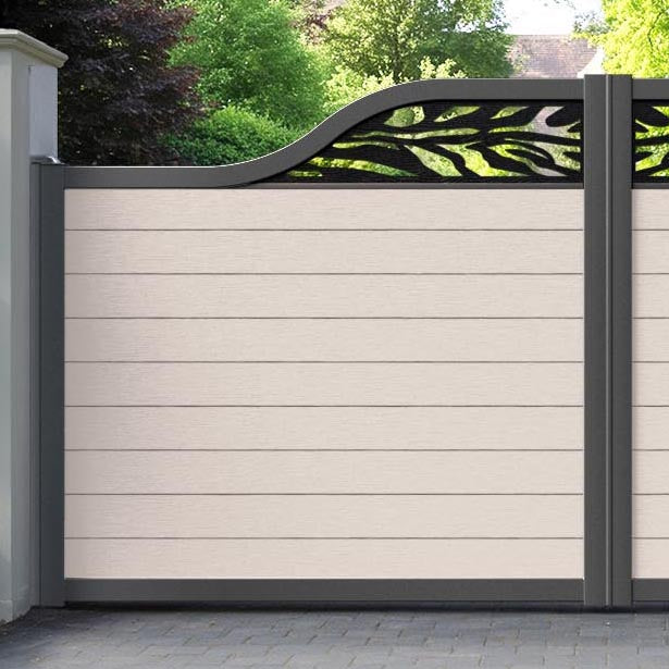 Fusion Malawi Curved Top Driveway Gate - Mid Stone - Top Screen
