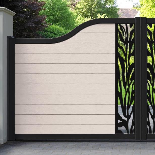 Fusion Malawi Curved Top Driveway Gate - Mid Stone - Middle Screen