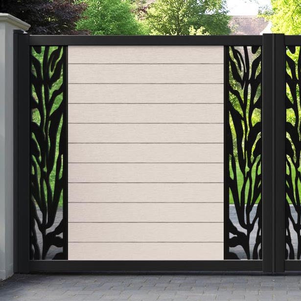 Fusion Malawi Straight Top Driveway Gate - Mid Stone - Middle & End Screen