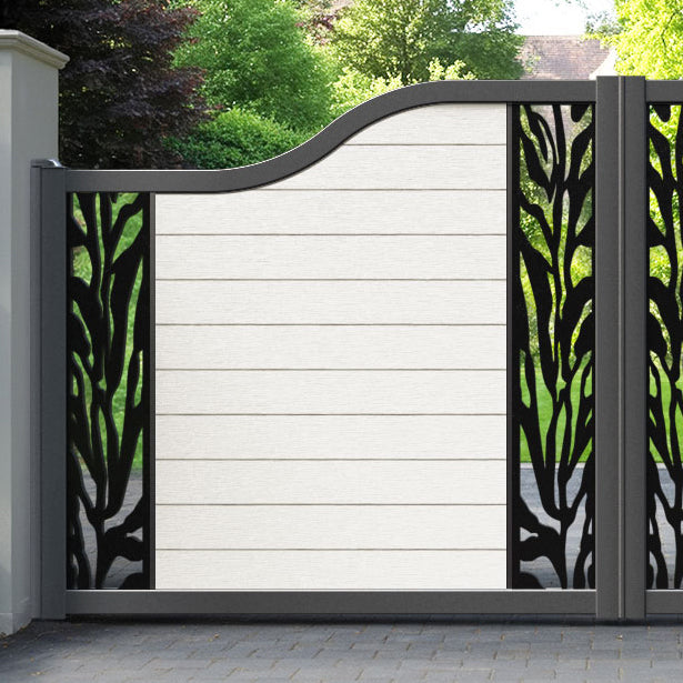 Fusion Malawi Curved Top Driveway Gate - Light Stone - Middle & End Screen