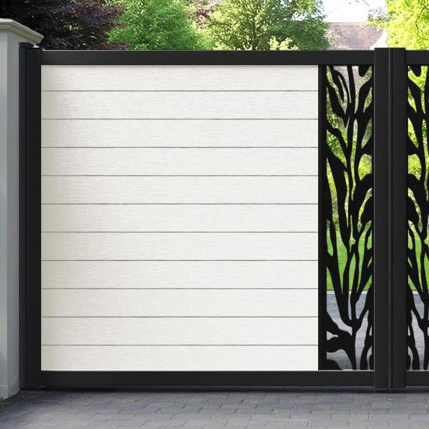 Fusion Malawi Straight Top Driveway Gate - Light Stone - Middle Screen