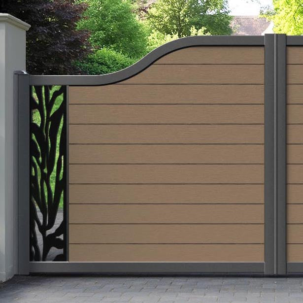 Fusion Malawi Curved Top Driveway Gate - Teak - End Screen