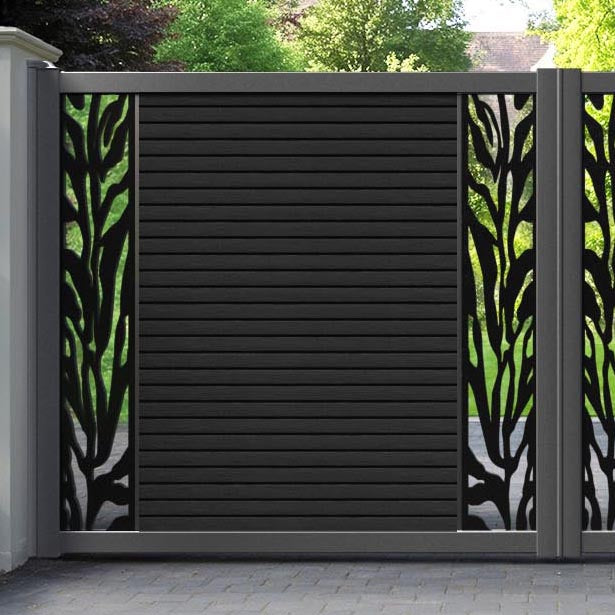 Hudson Malawi Straight Top Driveway Gate - Black - Middle & End Screen