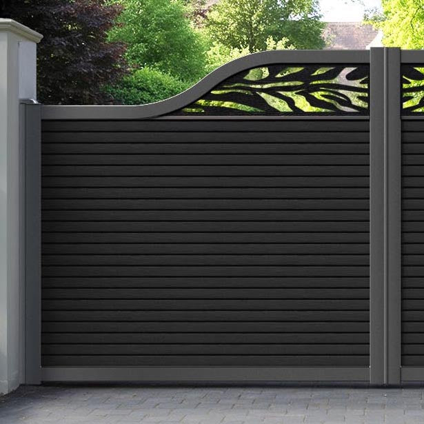 Hudson Malawi Curved Top Driveway Gate - Black - Top Screen
