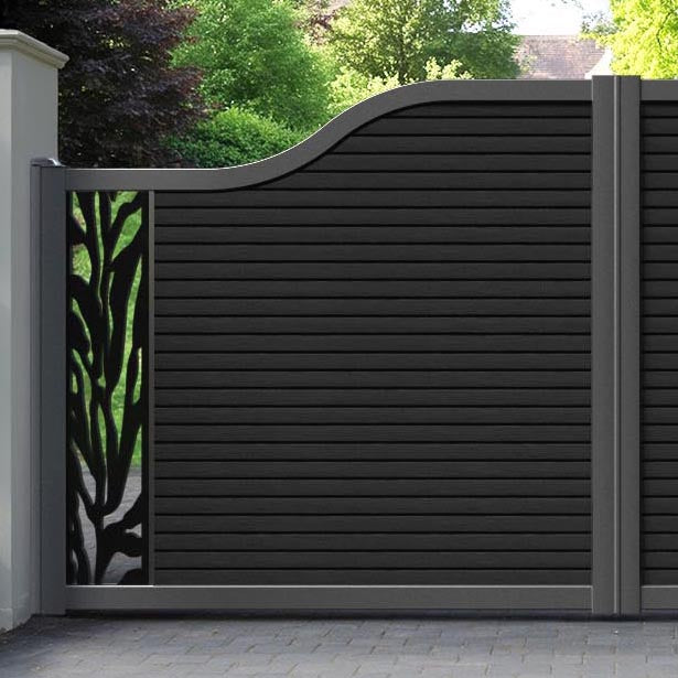 Hudson Malawi Curved Top Driveway Gate - Black - End Screen