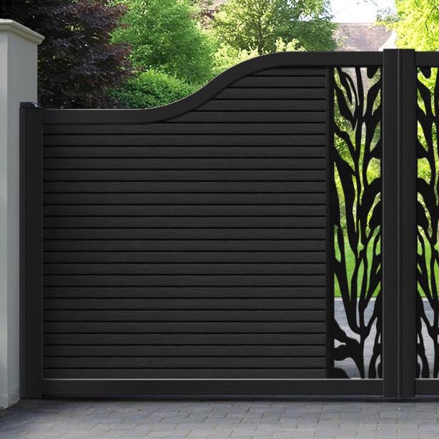 Hudson Malawi Curved Top Driveway Gate - Black - Middle Screen