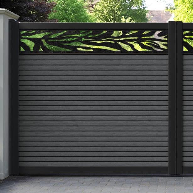 Hudson Malawi Straight Top Driveway Gate - Dark Grey - Top Screen