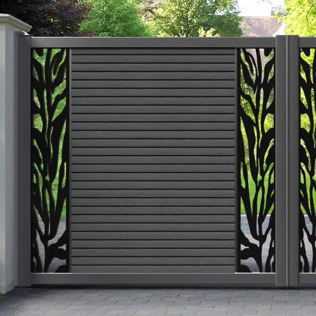 Hudson Malawi Straight Top Driveway Gate - Dark Grey - Middle & End Screen